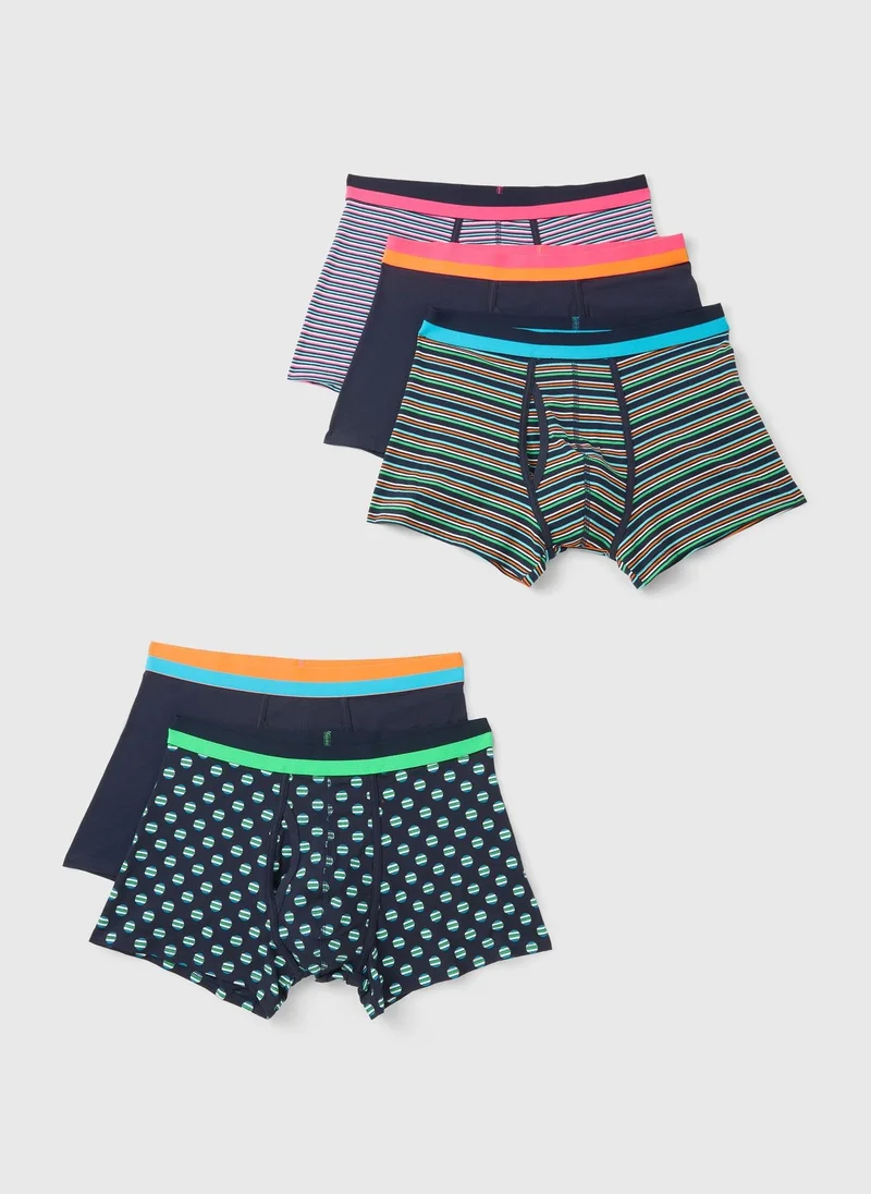 Matalan 5 Pack Navy Funky Keyhole Boxers